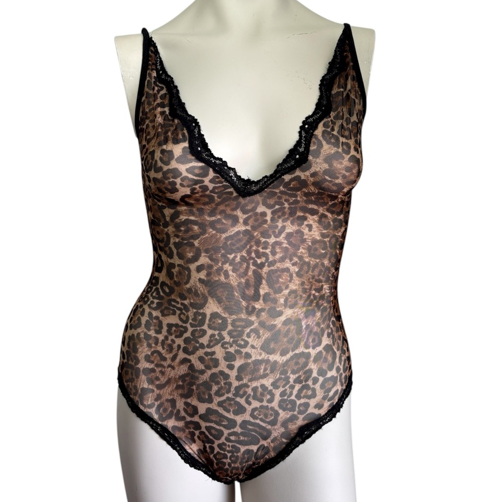 Yandy lingerie cheetah black lace sheer bodysuit